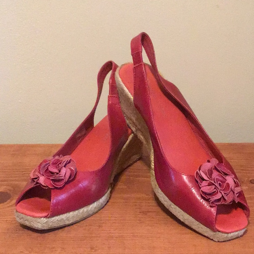 Red Leather Eric Michael Espadrille Size 39